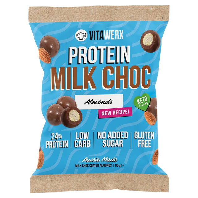 Vitawerx Protein Chocolate Coated protein powder, Almond, 60g, NZ Supps
