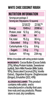 Vitawerx Bar Coconut Rough supplement facts and nutrition panel