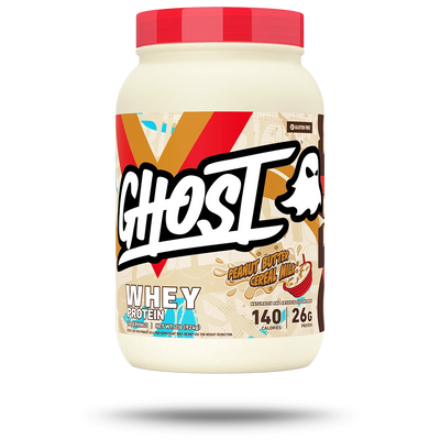 Ghost Whey Peanut Butter Cereal Milk whey protein powder, front of pack, 1014g, NZ Supps