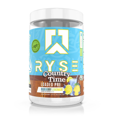 Ryse Loaded Pre Workout, Country Time Blueberry Lemonade powder, 441g, NZ Supps