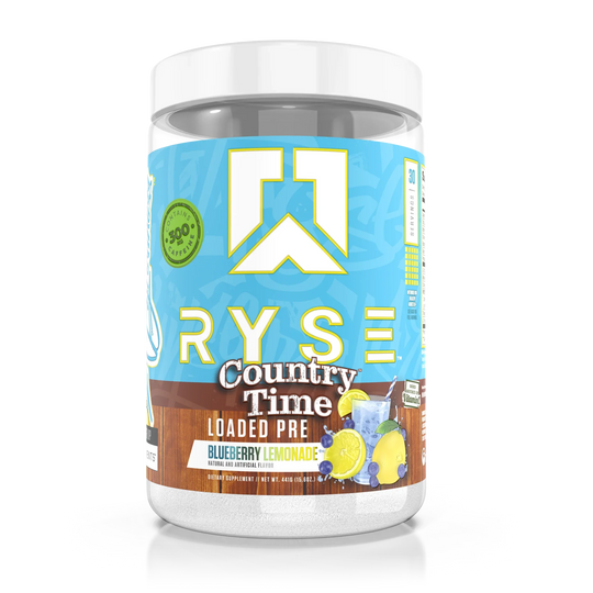 Ryse Loaded Pre Workout, Country Time Blueberry Lemonade powder
