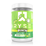 Ryse Loaded Pre Workout, Sour Punch Green Apple powder, 441g, NZ Supps