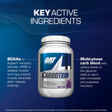 GAT Sport Carbotein Grape key active ingredients BCAAs and carb blend