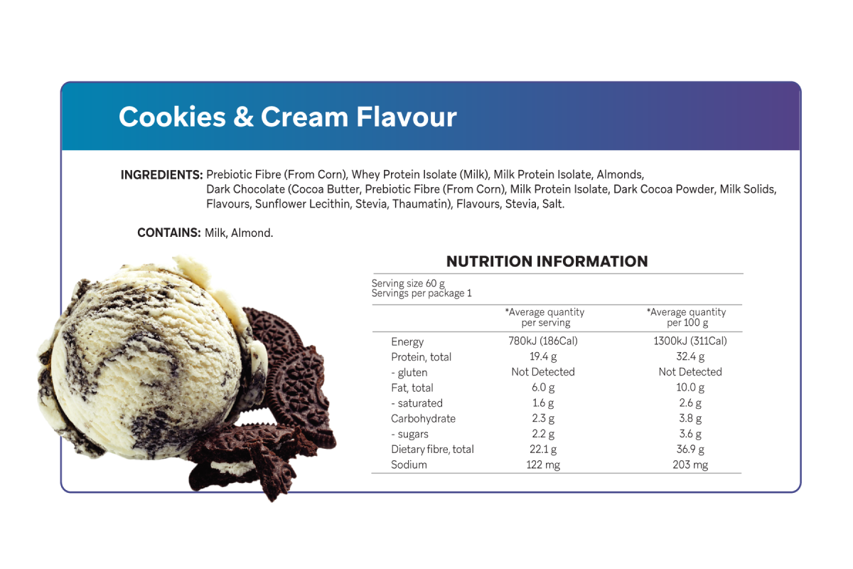 Smart Protein Bar 12-Pack Smart Bar - Cookies N Cream, 720g (12 Serves) - nutrition information