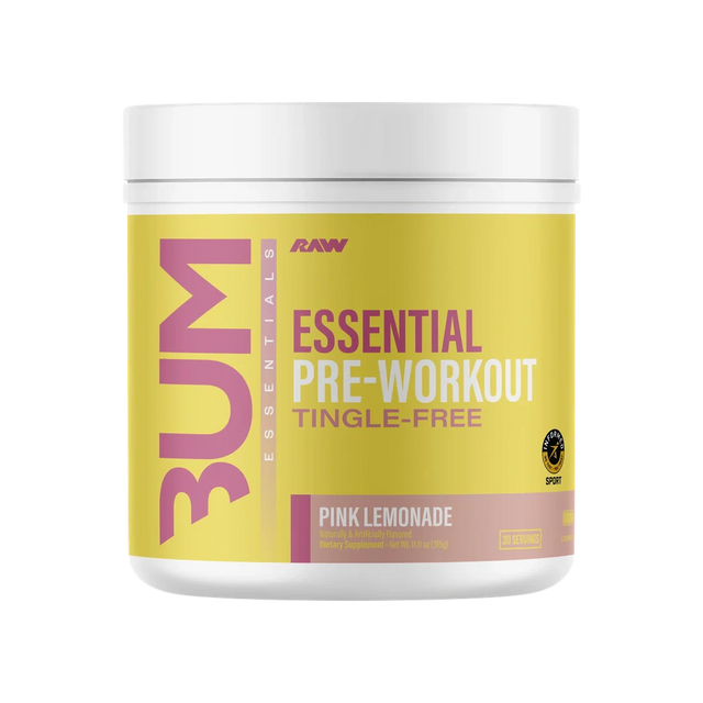 Raw Nutrition Essential Tingle Free Pre workout, Pink Lemonade powder, 315g, NZ Supps