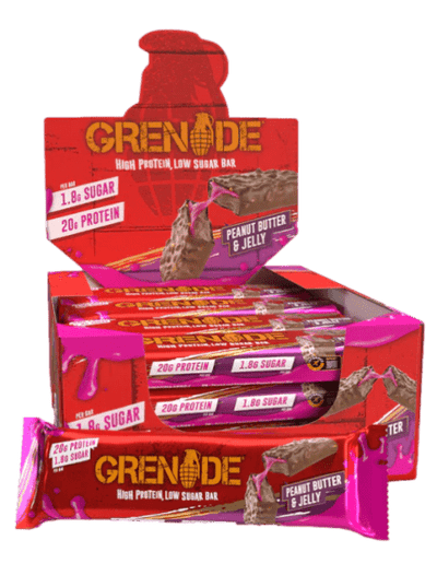 Grenade Peanut Butter Jelly protein bar 12 bar box, NZ Supps