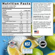 ProSupps Con-Cret + Hydration Lemon Lime supplement facts and nutrition panel