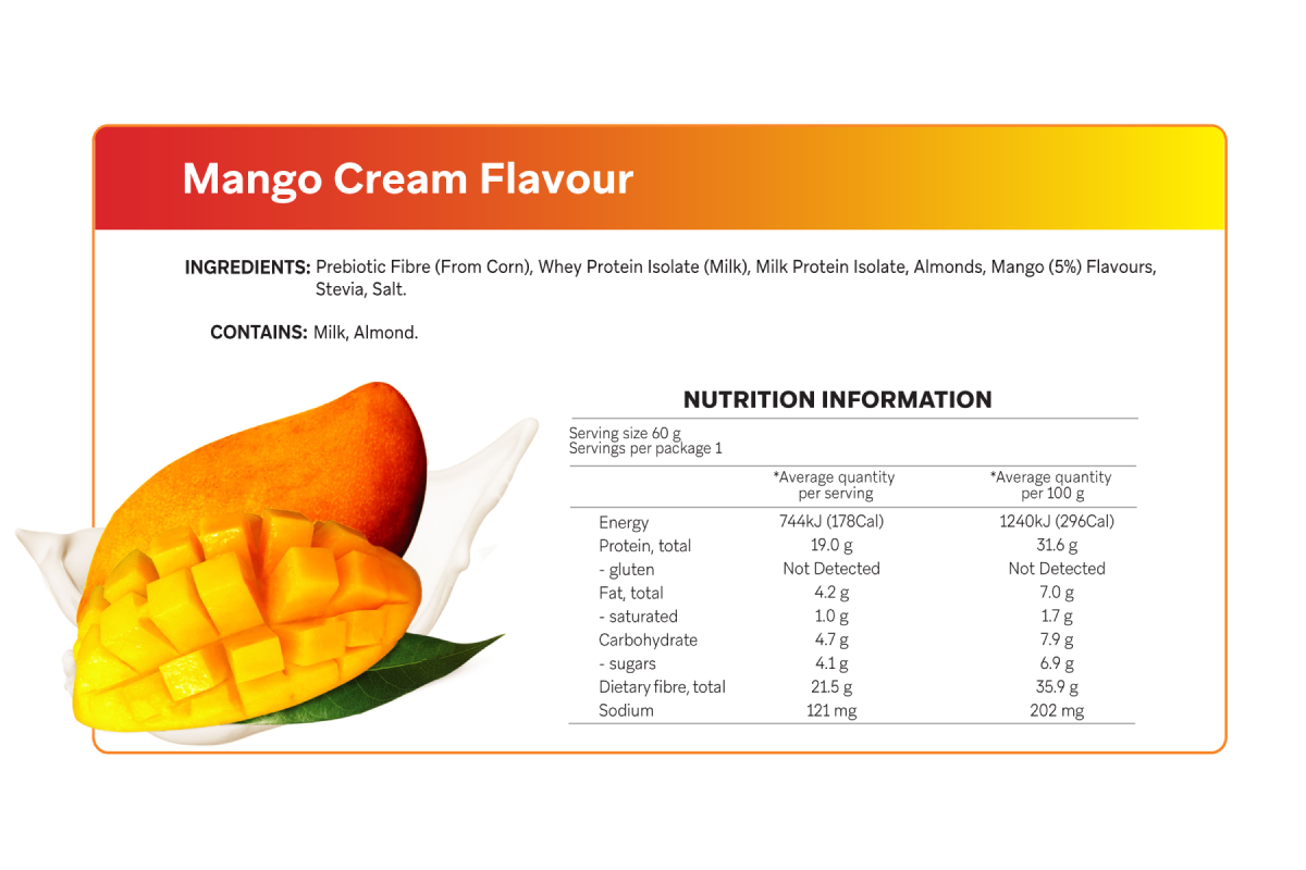 Smart Protein Bar 12-Pack Smart Bar - Mango Cream, 720g (12 Serves) - nutrition information