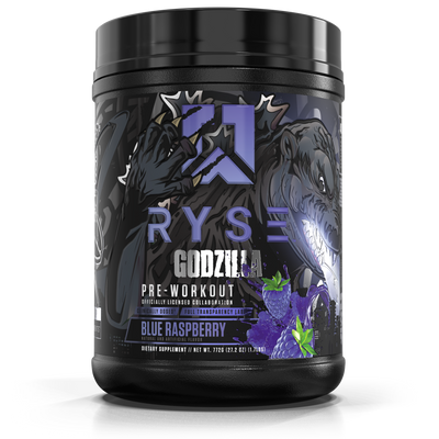 Ryse Godzilla Pre Workout, Blue Raspberry powder, 710g, NZ Supps