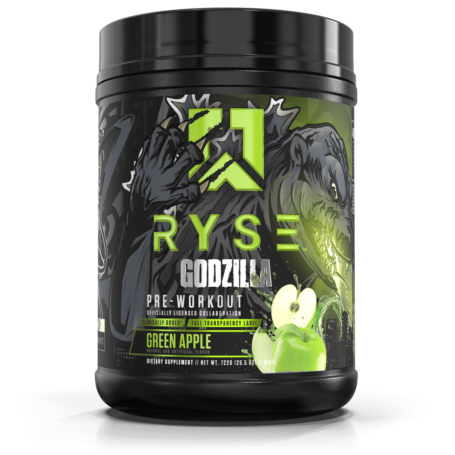Ryse Godzilla Pre Workout, Green Apple powder