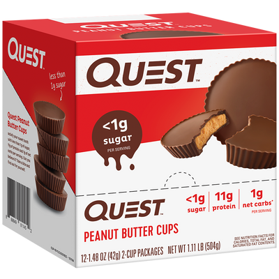 Quest Peanut Butter Cups 12-pack box, 12 x 42g 2-cup packages