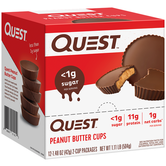 Quest Peanut Butter Cups 12-pack box, 12 x 42g 2-cup packages
