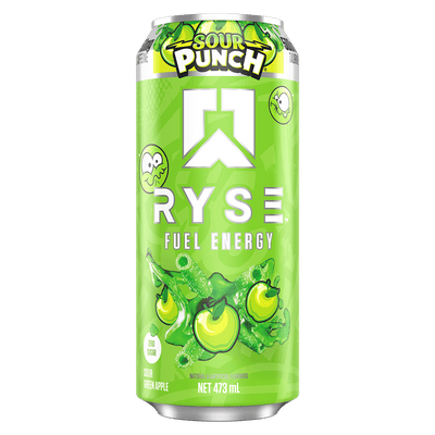 Ryse Fuel Energy Sour Punch Green Apple 473ml can, NZ Supps