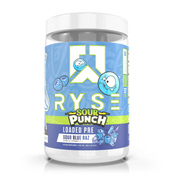 Ryse Loaded Pre Workout, Sour Punch Blue Raz powder, 441g, NZ Supps