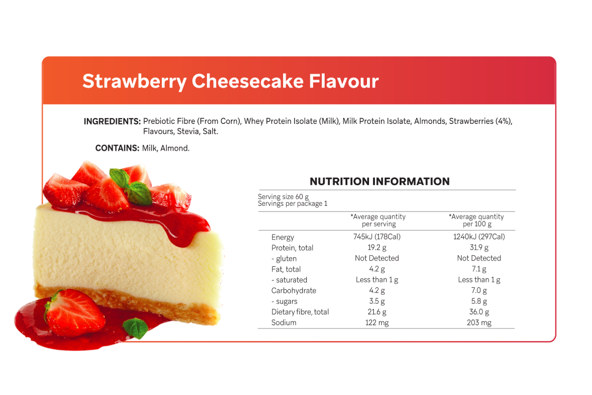 Smart Protein Bar 12-Pack Smart Bar - Strawberry Cheesecake, 720g (12 Serves) - nutrition information